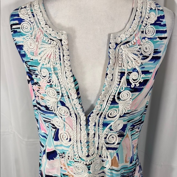 LILLY PULITZER NAUTICAL PINK BLUE DRESS SZ 8 - Picture 4 of 10